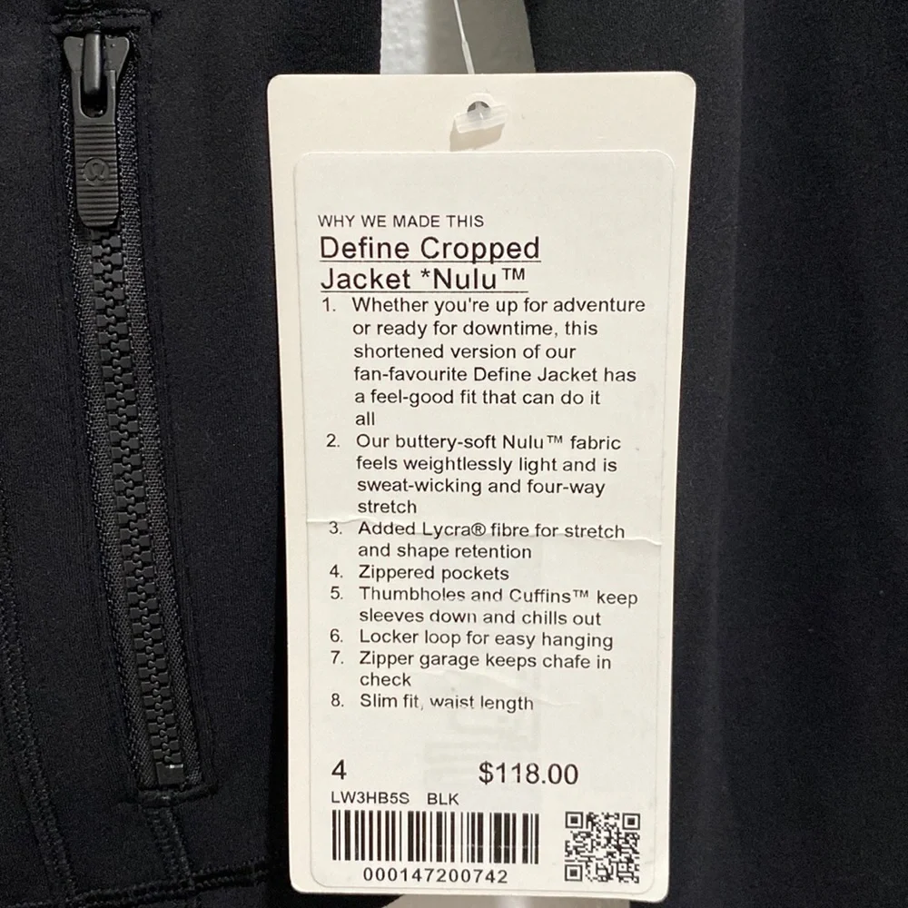 Lululemon Nulu Cropped Define Jacket Black - Picture 2 of 6